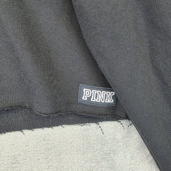 PINK Victoria's Secret Hoodie Womens Small Cutout Cold Shoulder Cropped Love Pul - Picture 2 of 10